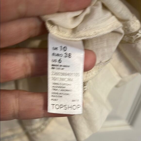 TOPSHOP Size 6 Cream Pullover Dress Lightweight Lace Victorian Fit & Flare Midi - Picture 6 of 8